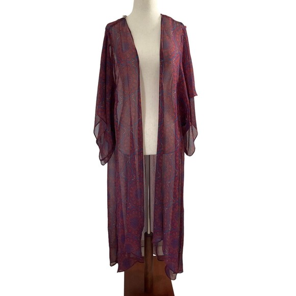 Band of Gypsies Women Size Small Medium Cover Up Bohemian Maroon Sheer 7-364P - Picture 1 of 5